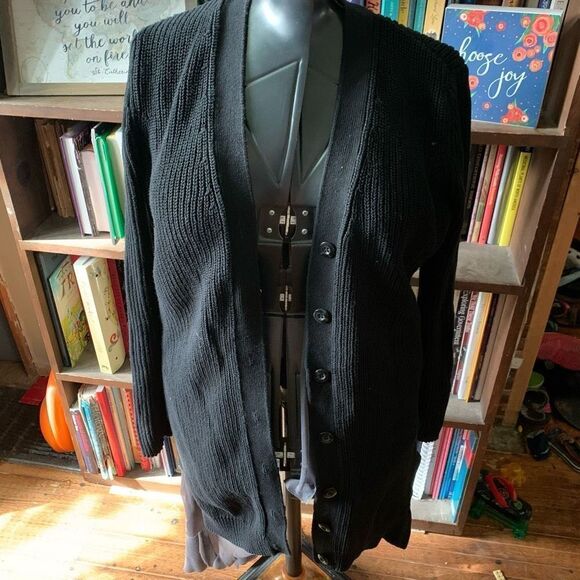 CAbi black grandpa button down S Madison cotton sweater - Picture 1 of 5